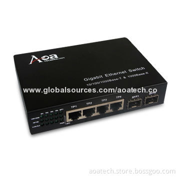 Optical Media Converter with Four 10/100/1,000M UTP RJ45 Ports and 21,000M SFP Socket